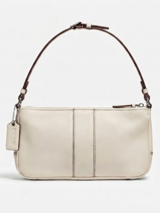 Coach Handbags - 2003 Vintage Coach White Leather Shoulder Bag / Small Tote with Contrast Trim